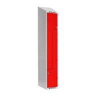 Z-Garderobeskab SMZ 1x300mm skråt tag, røde døre og greb for hængelås