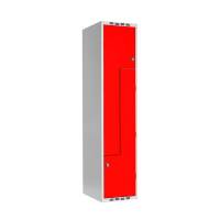 Z-Garderobeskab SMZ 1x400mm lige tag, røde døre og greb for hængelås