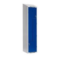 Garderobeskab SMG 5-delt 3x400mm med skråt tag, blå døre og greb for hængelås