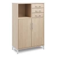 Kontorskab DNA, 800x1275 mm, Eg/Alugrå, skuffemodul 3A4/2A4