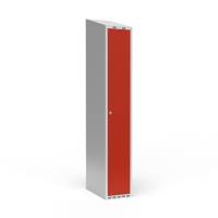 Garderobeskab 1x300 mm Skråt tag 1 rum i højden Rød dør Cylinderlås