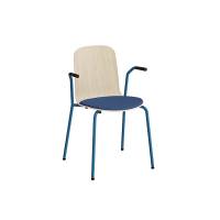 Stol Add 5901 hvidpigmenteret eg, polstret sæde i blåt tekstil, blåt stel