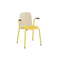 Stol Add 5901 hvidpigmenteret eg, polstret sæde i gult tekstil, gult stel