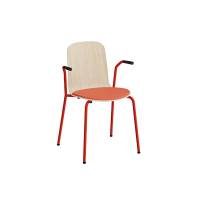 Stol Add 5901 hvidpigmenteret eg, polstret sæde i rødt tekstil, rødt stel