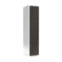 Garderobeskab 1x400 mm Lige tag 2-delt søjle Z-dør Laminat dør Nocturne wood Cylinderlås