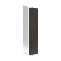 Garderobeskab 1x400 mm Skråt tag 2-delt søjle Z-dør Laminat dør Nocturne wood Cylinderlås