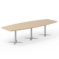 Konferencebord DNA, Eg 3200x1200 mm bådformet, Alugråt understel