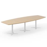 Konferencebord DNA, Eg 3200x1200 mm bådformet, Hvidt understel