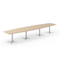 Konferencebord DNA, Eg 5000x1200 mm bådformet, Alugråt understel