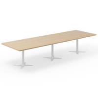 Konferencebord DNA, Eg 3800x1200 mm rektangulært, Hvidt understel