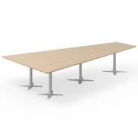 Konferencebord DNA, Eg 3800x1990 mm trapezformet, Alugråt understel