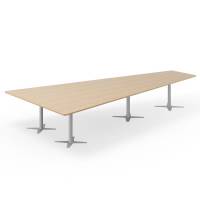 Konferencebord DNA, Eg 4400x2175 mm trapezformet, Alugråt understel