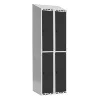 Garderobeskab SMG 2-delt 2x300mm med skråt tag, antracitgrå døre og greb for hængelås