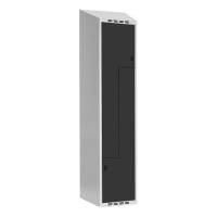 Z-Garderobeskab SMZ 1x400mm skråt tag, antracitgrå døre og greb for hængelås