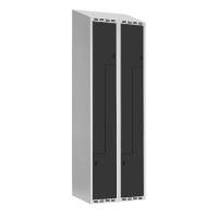 Z-Garderobeskab SMZ 2x300mm skråt tag, antracitgrå døre og greb for hængelås