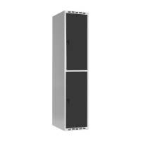 Garderobeskab SMG 2-delt 1x400mm med lige tag, antracitgrå døre og greb for hængelås