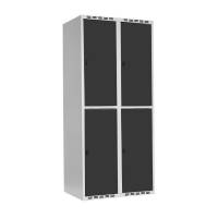 Garderobeskab SMG 2-delt 2x400mm med lige tag, antracitgrå døre og greb for hængelås