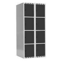 Garderobeskab SMG 4-delt 2x400mm med lige tag, antracitgrå døre og greb for hængelås