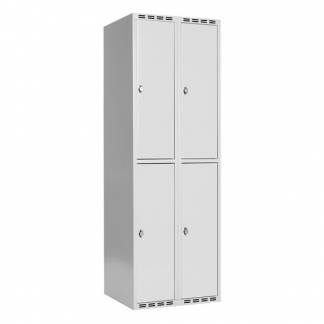 Garderobeskab SMG 2-delt 2x300mm med lige tag, lys grå døre og greb for hængelås