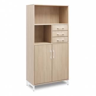 Kontorskab DNA, 800x1660 mm, Eg/Hvid, skuffemodul 4A4/2A4