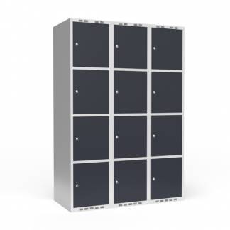 Garderobeskab 3x400 mm Lige tag 4 rum i højden Antracit dør Cylinderlås