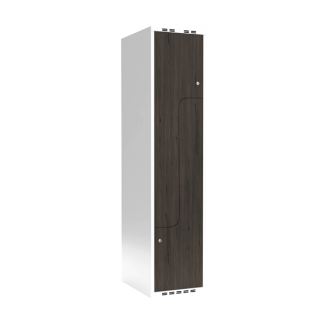 Garderobeskab 1x400 mm Lige tag 2-delt søjle Z-dør Laminat dør Nocturne wood Cylinderlås