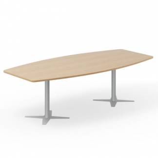 Konferencebord DNA, Eg 2600x1200 mm bådformet, Alugråt understel