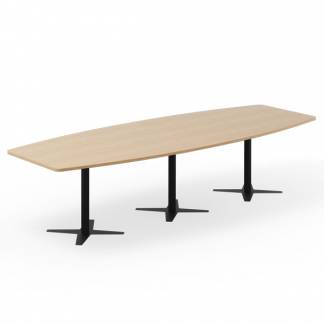 Konferencebord DNA, Eg 3200x1200 mm bådformet, Sort understel