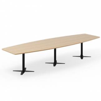 Konferencebord DNA, Eg 3800x1200 mm bådformet, Sort understel