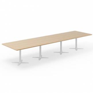 Konferencebord DNA, Eg 4400x1200 mm rektangulært, Hvidt understel