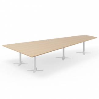 Konferencebord DNA, Eg 4400x2175 mm trapezformet, Hvidt understel