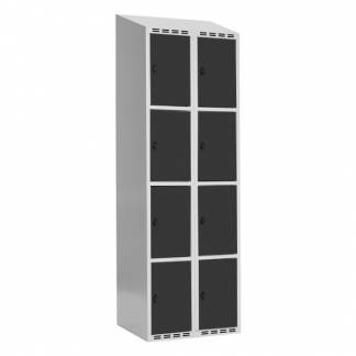 Garderobeskab SMG 4-delt 2x300mm med skråt tag, antracitgrå døre og greb for hængelås