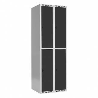 Garderobeskab SMG 2-delt 2x300mm med lige tag, antracitgrå døre og greb for hængelås