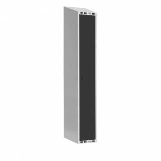 Garderobeskab SMG 1x300mm med skråt tag, antracitgrå døre og greb for hængelås