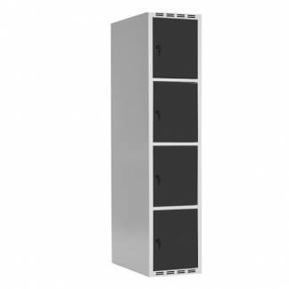 Garderobeskab SMG 4-delt 1x400mm med lige tag, antracitgrå døre og greb for hængelås