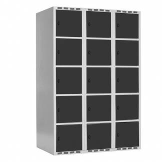 Garderobeskab SMG 5-delt 3x400mm med lige tag, antracitgrå døre og greb for hængelås