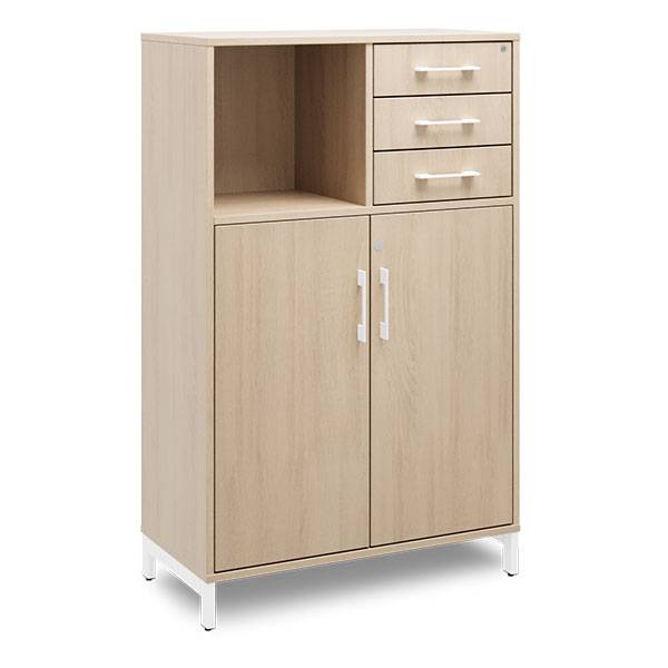 Kontorskab DNA, 800x1275 mm, Eg/Hvid, skuffemodul 3A4/2A4