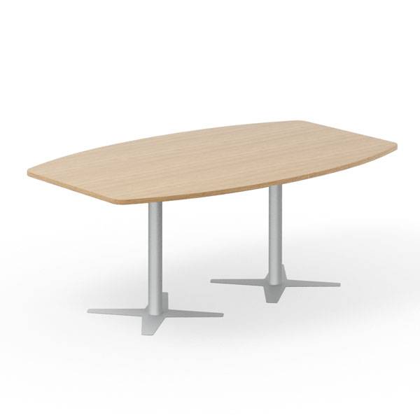 Konferencebord DNA, Eg 2000x1200 mm b&aring;dformet, Alugr&aring;t understel