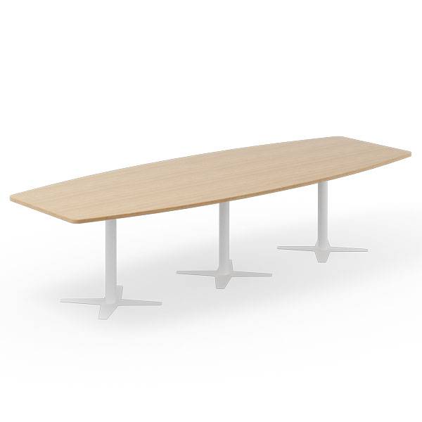 Konferencebord DNA, Eg 3200x1200 mm b&aring;dformet, Hvidt understel