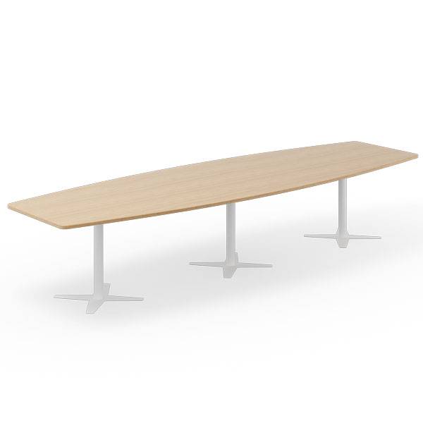 Konferencebord DNA, Eg 3800x1200 mm b&aring;dformet, Hvidt understel