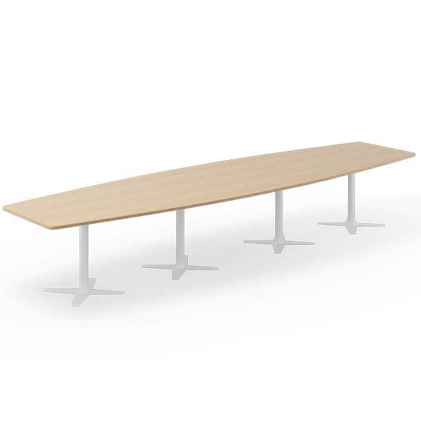 Konferencebord DNA, Eg 4400x1200 mm b&aring;dformet, Hvidt understel