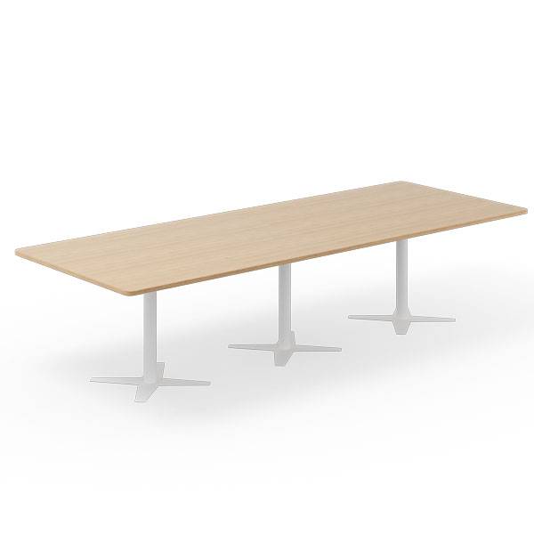 Konferencebord DNA, Eg 3200x1200 mm rektangul&aelig;rt, Hvidt understel