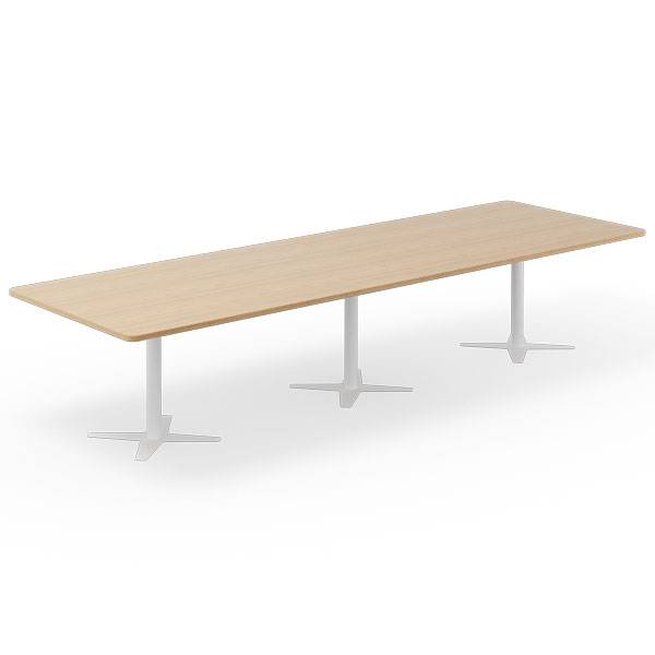 Konferencebord DNA, Eg 3800x1200 mm rektangul&aelig;rt, Hvidt understel