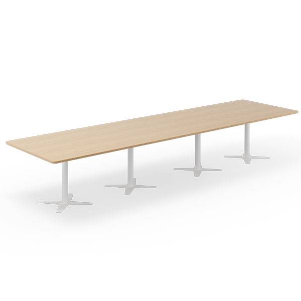 Konferencebord DNA, Eg 4400x1200 mm rektangul&aelig;rt, Hvidt understel