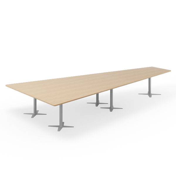 Konferencebord DNA, Eg 5000x2365 mm trapezformet, Alugr&aring;t understel