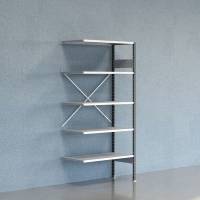 Lagerreol V06 F&oslash;lgesektion 2100x500 mm &Aring;ben / Galv