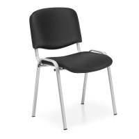 Konferencestol Iso, sort skindimitation med alugrå stoleben