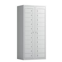 T&oslash;judleveringsskab 2x11 rum med lige tag og lys gr&aring; d&oslash;re med greb f/h&aelig;ngel&aring;s