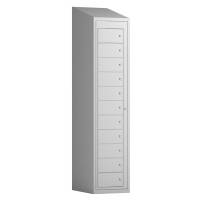 Tøjudleveringsskab 1x11 rum med skråt tag og lys grå døre med cylinderlås