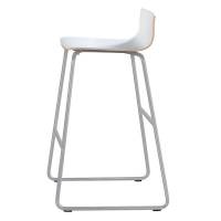 Barstol Cafe VII hvid laminat p&aring; alugr&aring; stolben